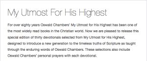 My Utmost For His Highest Reading Plan