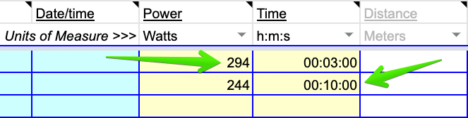 Power and Time on the Activities Sheet - SuperPower Calculator