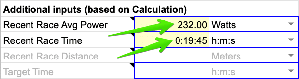 Recent Race Power and Time - SuperPower Calculator