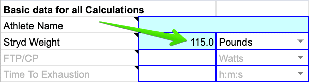 Stryd Weight - SuperPower Calculator