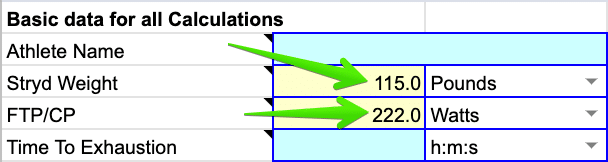 Stryd Weight and FTP/CP - SuperPower Calculator