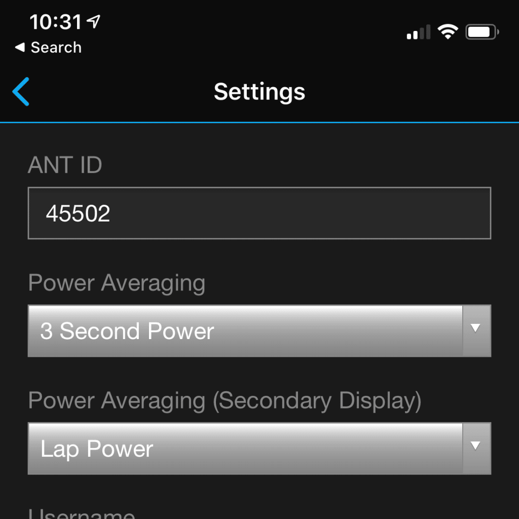 Stryd Power data field settings
